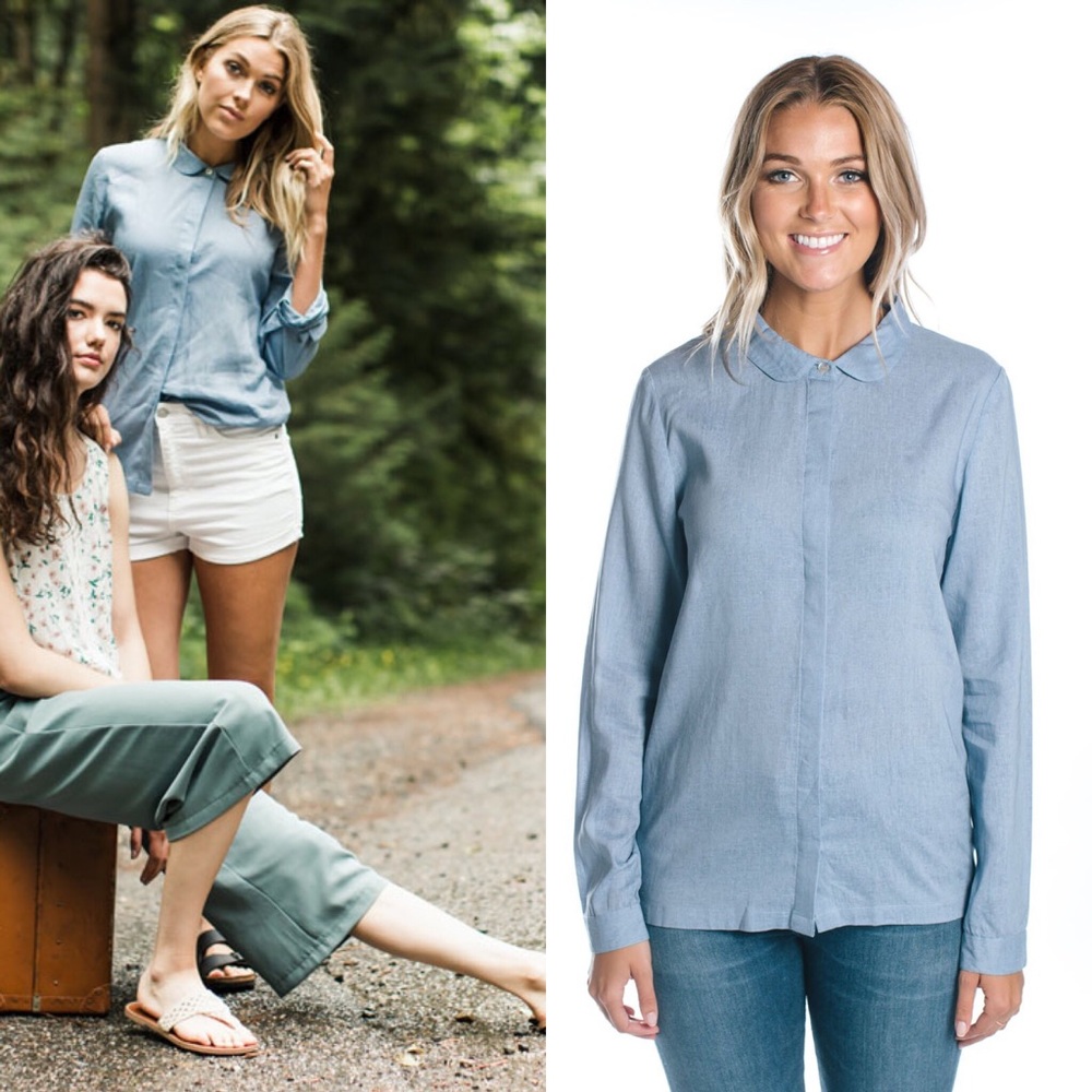 Button up shirt with princess collar